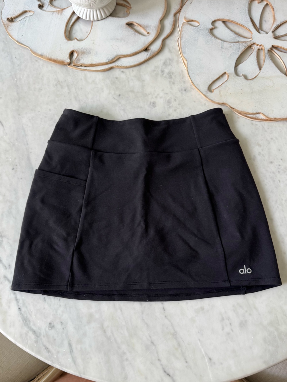 Alo Black Airbrush High Waist Good Form Tennis Skirt